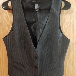 New York & Company Men's Charcoal Pinstripe Vest